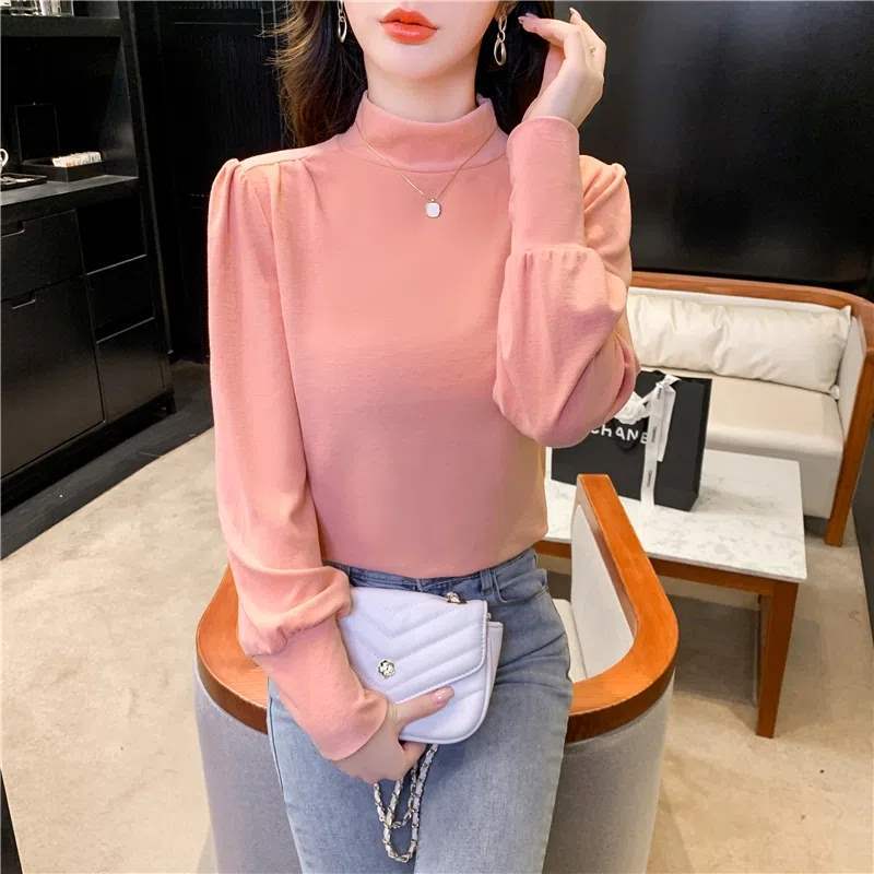 法式半高領打底衫