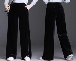 金絲絨闊腿褲