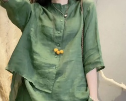 棉麻寬鬆七分袖